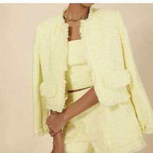 BCBGMaxAzria Light Yellow Tweed Blazer